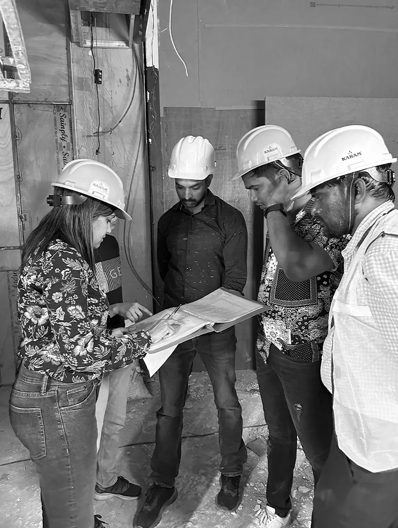 Reviewing drawings on site
