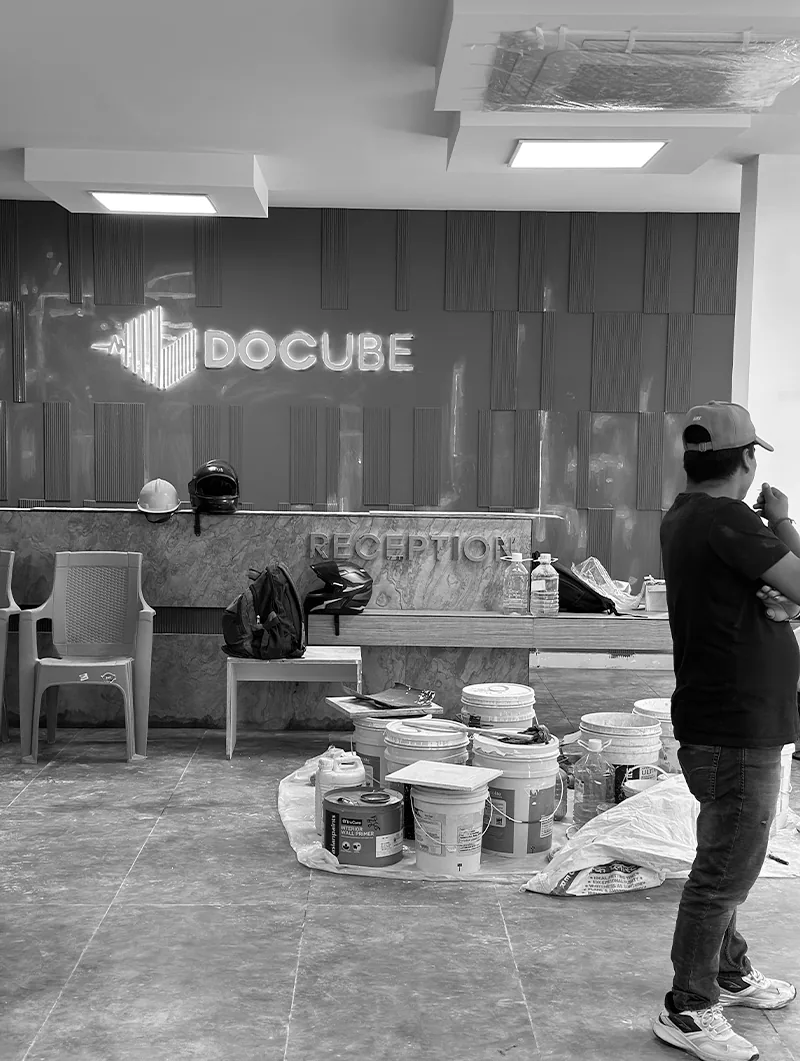 Reviewing finishing work on site